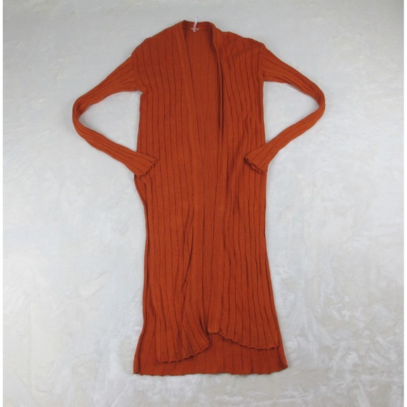 Free People Sweater Womens Extra Small Orange Knit Cardigan‎ Casual Ladies* - Picture 1 of 9